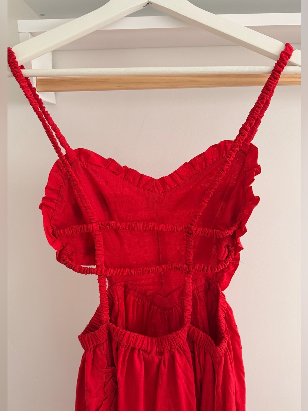 FARM Rio Red Ruffled Maxi Dress with Braided Straps - Picture 7 of 8